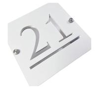Plaque d'adresse en acrylique avec numéro de maison, panneaux muraux porte 3D, extérieure, décoration, clous argentés, 1 pièce(White Silver,200mmX200mm)