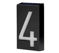 Plaque d'Adresse Solaire LED Extérieure pour Porte de Magasin ou Maison, Durée d'Éclairage 6-8 Heures(Number 4)