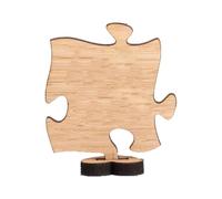 Plaque d'amour 1 pièce en bois - Décoration de mariage - Motif puzzle - Vierge - Avec support - Disques en bois naturel non traité - Pour décoration de bureau de mariage - Personnalisable