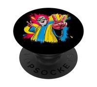 Plaque d'art Graphique rétro avec Inscription « Bald Man Double Peace » PopSockets PopGrip Adhésif