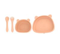 Plaque d'aspiration, Cuillère Fourchette en Forme de Panda, Assiette Complète en Silicone pour bébé 3 Pièces pour les Tout-petits pour la Maison (Bol Assiette Silicone