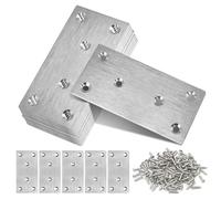 Plaque d'assemblage Perforée Plates, Plaque Metal, Plaque Acier Inoxydable | 10 Pièces Plaques Equerre d'Assemblage, Connecteur Bois avec 60 Vis, 80 x 40 x 1,75 mm
