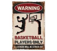 Plaque d'avertissement de basket-ball en étain vintage en métal - Plaque d'art amusante - Décoration murale rétro pour maison, bar, café, club, 20,3 x 30,5 cm