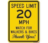 Plaque d'avertissement de rue avec limitation de vitesse de 20 km/h - En métal de qualité ingénieur - Décoration murale - Panneau d'avertissement de sécurité pour extérieur et intérieur - 20,3 x 30,5