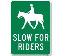 Plaque d'avertissement de rue en aluminium avec inscription « Slow For Riders » (avec cheval et cavalier, 20,3 x 30,5 cm, panneau de bureau pour intérieur et extérieur)