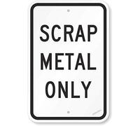 Plaque d'avertissement décorative murale Scrap Only en métal, panneau de cour, panneau de sécurité, panneau de sécurité extérieur et intérieur, 20,3 x 30,5 cm
