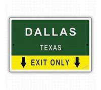 Plaque d'avertissement murale Dallas Texas avec pointeur, flèche, direction, route, sécurité, route, métal, étain, panneau de sécurité