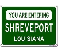Plaque d'avertissement « You are Entering Shreveport, Louisiana City » - En aluminium robuste pour décoration murale - 20,3 x 30,5 cm - Panneau en étain pour extérieur et intérieur