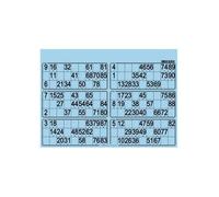 Plaque de 6 cartons de loto, Epaisseur 1.5mm - Couleur Bleu - Grilles, Planche - Format standard, Rigide - Set