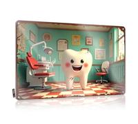 Plaque de bar en métal avec inscription « Happy Tooth In The Dentist's Office » (20 x 30 cm)