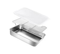 Plaque de barbecue en acier inoxydable avec couvercle Grille de four pour griller et conserver le réfrigérateur