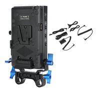 Plaque de Batterie à Montage en V pour Caméra, Plaque de Batterie à Montage en V, Alimentation en Alliage d'aluminium ABS avec Batterie Factice E6N et Pince à Tige de 15 Mm,