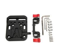 Plaque de Batterie avec Verrouillage V Mount et Pince pour Tige de 15 mm, Adaptateur séparateur d'alimentation à Verrouillage V pour appareils Photo Reflex numériques et caméscopes