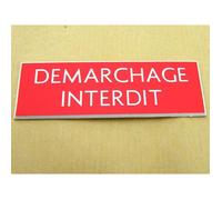 Plaque de boite aux lettres adhésive ""DEMARCHAGE INTERDIT"" 25x75 mm