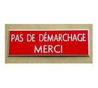 Plaque de boite aux lettres adhésive ""PAS DE DÉMARCHAGE MERCI"" 25x75 mm