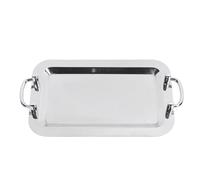 Plaque de Buffet en Acier Inoxydable | Miroir Finition de Service Plateau avec poignée pour l'hôtel/Restaurant/Banquet | 304 en Acier Inoxydable, Lave-Vaisselle (Rectangular (Length 16.9in))