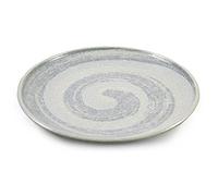 Plaque De Céramique Japonaise Pour Sushi Et Cuisine Asiatique - Soulagement Tourbillonnant Blanc à Motifs En Grès - 25cm