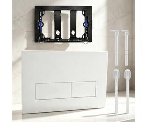 Plaque de Chasse d'Eau Ge-berit, Compatible avec Cuvettes Sig-ma 01 20 30 50 UP300 UP320, Incluant Mécanisme de Chasse & Cadre de Montage, Plaque de Remplacement pour WC, Blanc Matière ABS