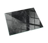 Plaque de Cheminée 120x80 cm Verre Revêtement de Sol Bords Polis Rectangle Plaque de Sécurité sous la Cheminée Installation Facile Protection Thermique - Modèle de marbre élégant