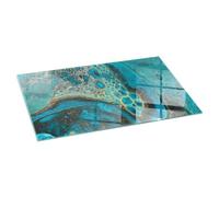 Plaque de Cheminée 140x70 cm sous la Cheminée Plaque de Sécurité Protection Thermique Installation Facile Bords Polis Rectangle Verre Revêtement de Sol - Modèle Organique Abstrait