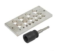 Plaque de cheville en métal robuste pour une profondeur et un espacement constants des trous dans les installations de charnière dissimulées métriques pour une utilisation impériale (B)