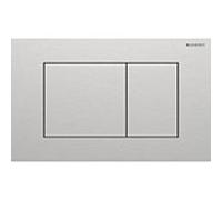 Plaque de commande carrée Geberit Sigma 40 115629FW1, finition brossée, revêtement facile à nettoyer, pour double chasse d'eau.