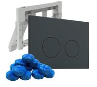 Plaque de commande QeramiQ Push avec support pour blocs de toilette - pour réservoir encastré Geberit UP320 - double chasse - boutons ronds - plastique - incluant 12 blocs de toilette - mat anthracite