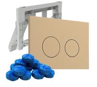 Plaque de commande QeramiQ Push avec support pour blocs de toilette - pour réservoir encastré Geberit UP320 - double chasse - boutons ronds - plastique - incluant 12 blocs de toilette - beige SW110236