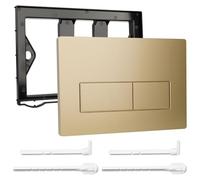 Plaque de Commande WC Compatible avec Geberit 01/20/21/30/40/50 UP300 UP320 | avec Double Chasse, avec Leviers de Chasse et d'un Cadre d'Installation (Or)