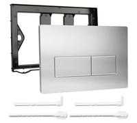 Plaque de Commande WC, Compatible avec Geberit Sigma 01/20/21/30/40/50, UP300 et UP320, avec Double Chasse, avec Leviers de Chasse et d'un Cadre d'Installation (Argent)