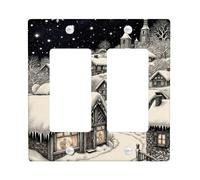 Plaque de commutation pour veilleuse d'hiver, motif village enneigé confortable pour décoration de vacances, plaques murales en thermoplastique, double bascule de taille standard