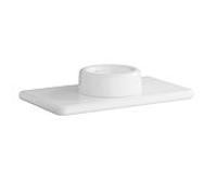 Plaque de console pour lavabo VitrA Liquid 7310B403-1828, 100 x 55 x 6 cm, découpe pour vasque au centre, vinyle blanc brillant, sans trou de robinetterie.