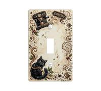 Plaque de couvercle pour interrupteur simple de cuisine en forme de chat - Pour machine à café expresso - En plastique beige - Taille standard - Pour salon, chambre à coucher, maison et bureau (simple