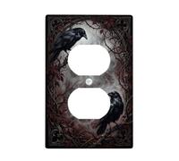 Plaque de couverture de sortie duplex décor gothique corbeau nature | Arche gothique, branches épineuses, décoration gothique savante, motif oiseau mystérieux, illustration détaillée de la nature