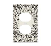 Plaque de couverture de sortie duplex gothique avec tête de mort de cheval | Style d'esquisse à l'encre, thème mystique gothique, accents de lune et d'étoile, ornements floraux, esthétiques gothiques