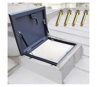 Plaque de couverture de trappe de toit carrée en métal gris avec joint en caoutchouc et poignée pivotante à 90° personnalisable pour trous d'homme et sorties de cave de grenier (intérieur 51,1 x 51,1