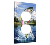 Plaque de couverture d'interrupteur arc-en-ciel truite, décoration de pêche colorée pour accessoires de maison, plaque murale thermoplastique, prise duplex unique de taille standard