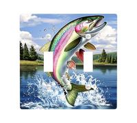 Plaque de couverture d'interrupteur arc-en-ciel truite, décoration de pêche colorée pour accessoires de maison, plaque murale thermoplastique, taille standard double bascule