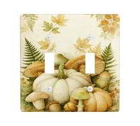 Plaque de couverture d'interrupteur citrouille et champignon d'automne, décoration d'automne beige pour décoration d'intérieur, plaques murales en plastique, taille standard à double bascule