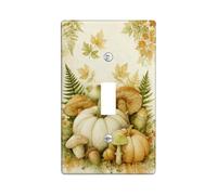 Plaque de couverture d'interrupteur citrouille et champignon d'automne, décoration d'automne beige pour décoration d'intérieur, plaques murales en plastique, taille standard à bascule simple