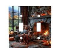 Plaque de couverture d'interrupteur confortable pour automne, tons chauds rustiques pour décoration d'automne, plaques murales en thermoplastique, double bascule de taille standard