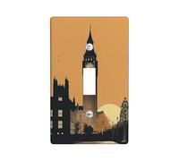 Plaque de couverture d'interrupteur coucher de soleil d'automne, schéma de couleurs orange avec motif Big Ben pour décoration d'intérieur, plaques murales thermoplastiques, taille standard à bascule