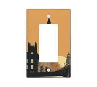 Plaque de couverture d'interrupteur coucher de soleil d'automne, schéma de couleurs orange avec motif Big Ben pour décoration d'intérieur, plaques murales thermoplastiques, taille standard simple à