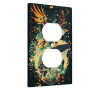 Plaque de couverture d'interrupteur de lumière inspirée de la nature - Motif aigle audacieux et baleine - Décoration murale - Art de la faune turquoise - Prise duplex simple de taille