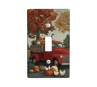 Plaque de couverture d'interrupteur de récolte d'automne, camion vintage rouge rustique avec citrouilles, décoration saisonnière d'automne pour accessoires de maison, plaques murales thermoplastiques