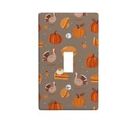 Plaque de couverture d'interrupteur de Thanksgiving, motif récolte d'automne beige chaud, plaques murales thermoplastique, taille standard à bascule simple