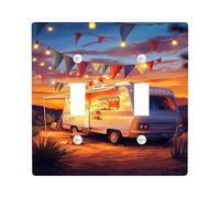 Plaque de couverture d'interrupteur de voyage bohème pour camping-car, scène chaude du désert, style vintage pour décoration d'intérieur, plaque murale thermoplastique, taille standard double bascule