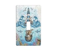 Plaque de couverture d'interrupteur décoratif en forme de chat du Bengale nautique - Plaque de protection pour interrupteur électrique - Motif sous-marin - Pour chambre