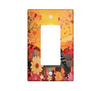 Plaque de couverture d'interrupteur décorative pour interrupteur à bascule unique, clôture d'automne fantaisie pour cuisine, salle de bain, décoration d'interrupteur de campagne