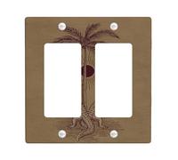Plaque de couverture d'interrupteur en alligator tropical, motif palmier marron terreux pour décoration d'intérieur, taille standard double bascule